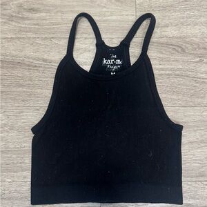 Black Ribbed Women's Crop Top Size MEDIUM